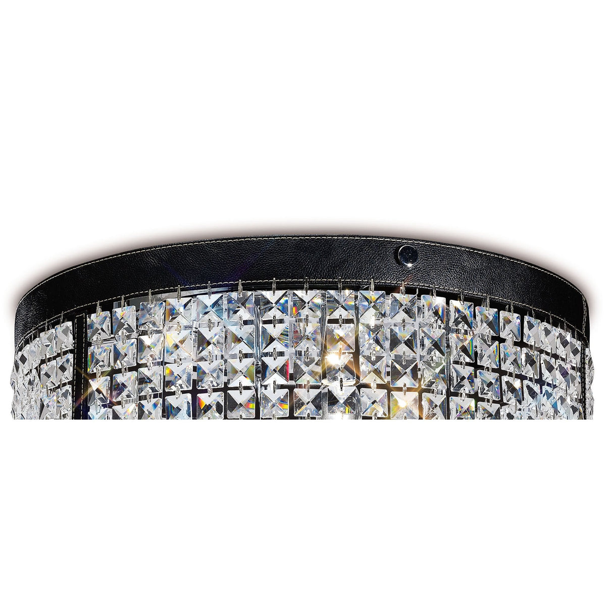 Celsa Ceiling Light: 4-Light Polished Chrome with Faux Leather and Crystal Accents