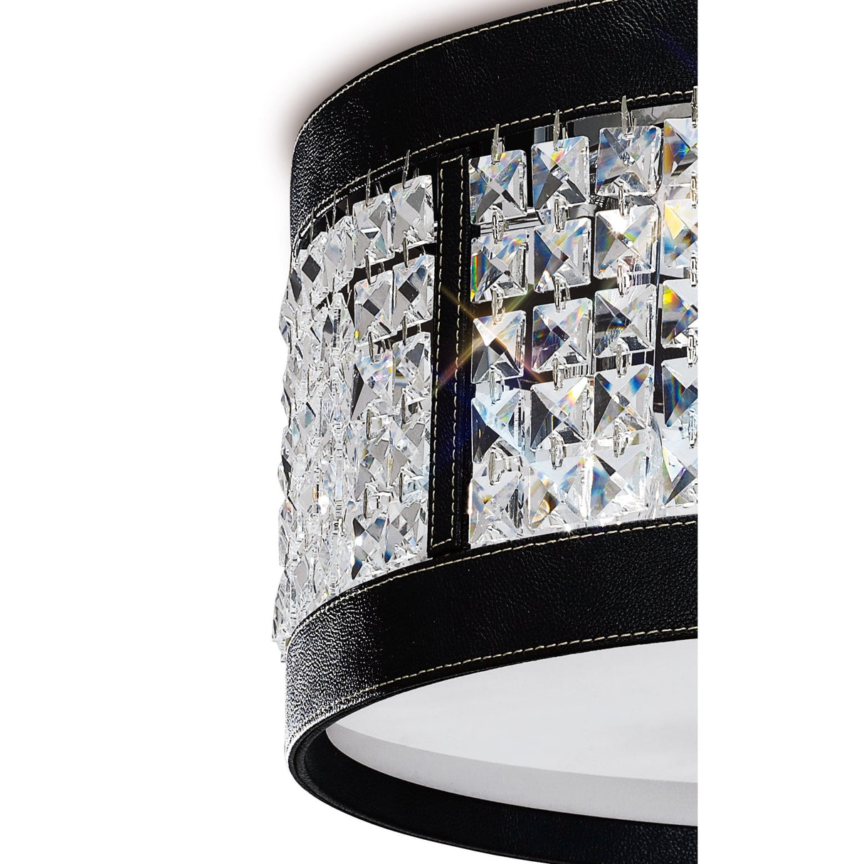 Celsa Ceiling Light: 4-Light Polished Chrome with Faux Leather and Crystal Accents