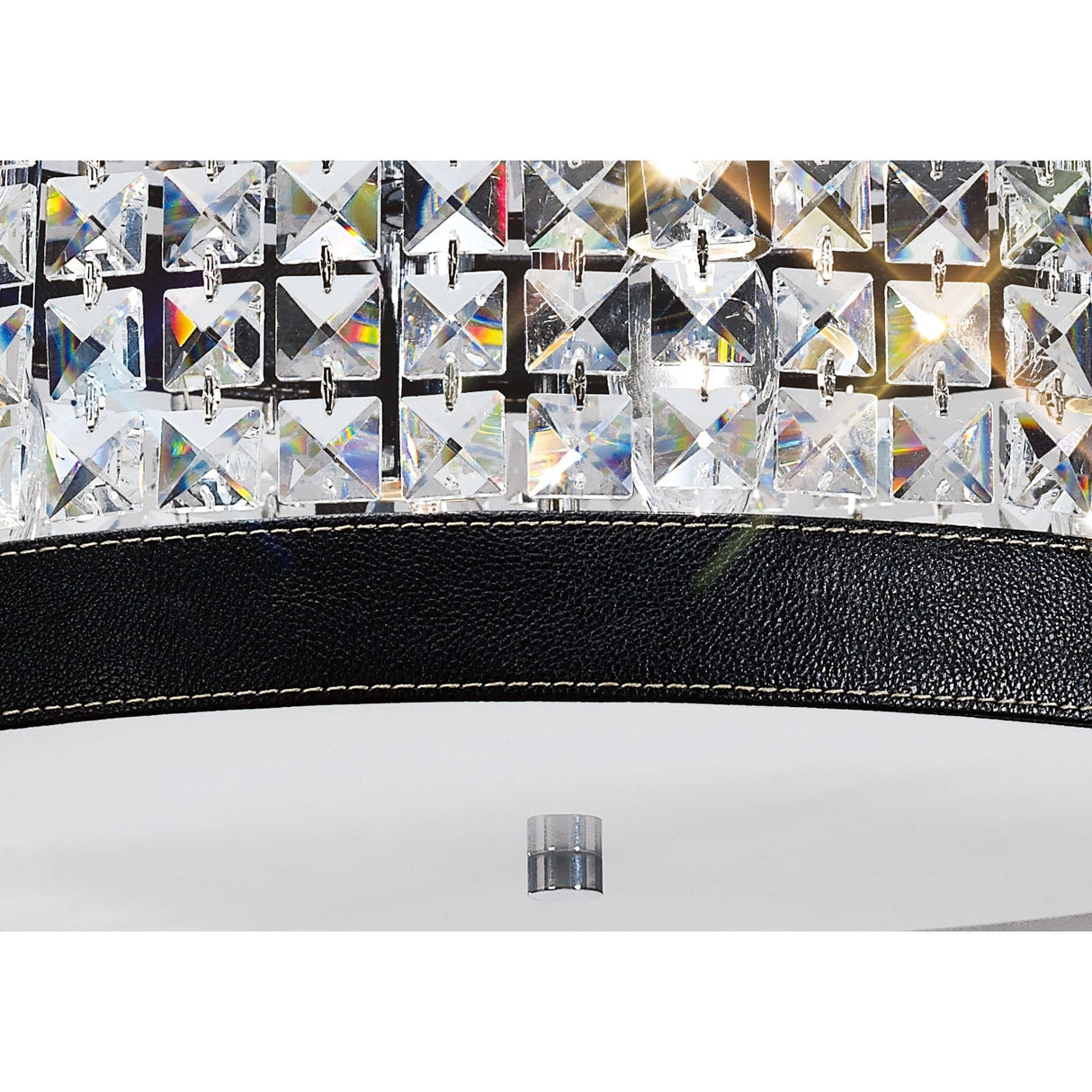 Celsa Ceiling Light: 4-Light Polished Chrome with Faux Leather and Crystal Accents