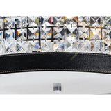 Celsa Ceiling Light: 4-Light Polished Chrome with Faux Leather and Crystal Accents