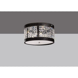 Celsa 3-Light Ceiling Fixture in Polished Chrome with Dark Brown Faux Leather and Crystal Accents