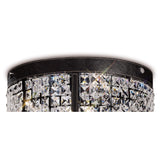 Celsa 3-Light Ceiling Fixture in Polished Chrome with Dark Brown Faux Leather and Crystal Accents