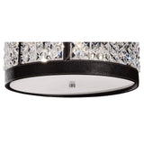 Celsa 3-Light Ceiling Fixture in Polished Chrome with Dark Brown Faux Leather and Crystal Accents