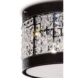 Celsa 3-Light Ceiling Fixture in Polished Chrome with Dark Brown Faux Leather and Crystal Accents