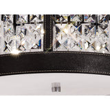 Celsa 3-Light Ceiling Fixture in Polished Chrome with Dark Brown Faux Leather and Crystal Accents