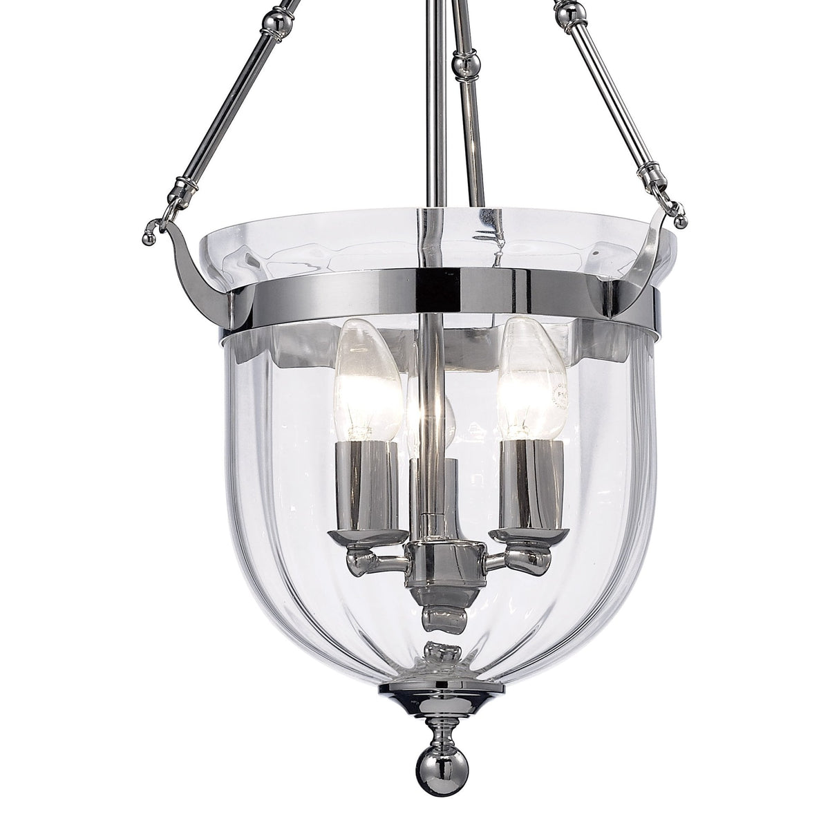 Aubrey 3-Light Pendant in Polished Chrome with Rippled Glass Design