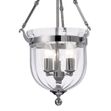 Aubrey 3-Light Pendant in Polished Chrome with Rippled Glass Design