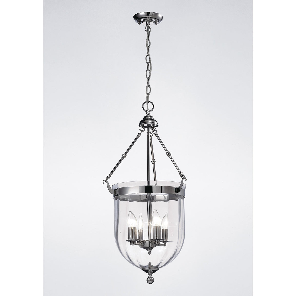 Aubrey Pendant Light in Polished Chrome with Handcrafted Rippled Glass