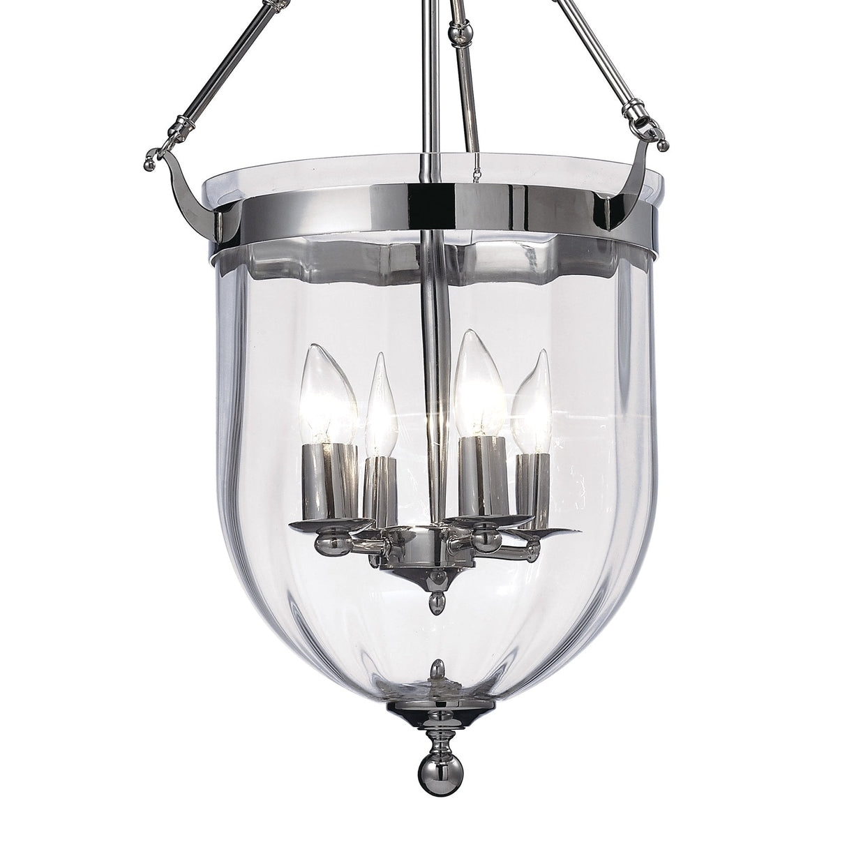 Aubrey Pendant Light in Polished Chrome with Handcrafted Rippled Glass