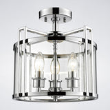 Eaton Polished Chrome 3-Light Semi Ceiling Lantern with Glass Panels