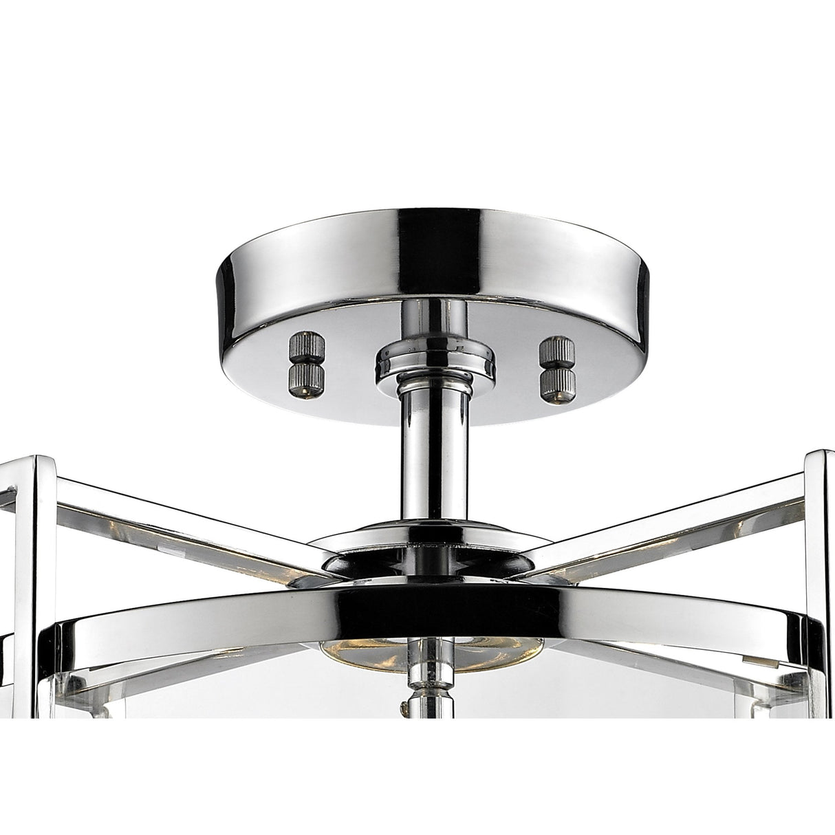 Eaton Polished Chrome 3-Light Semi Ceiling Lantern with Glass Panels