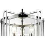 Eaton Polished Chrome 3-Light Semi Ceiling Lantern with Glass Panels