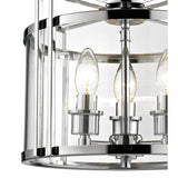 Eaton Polished Chrome 3-Light Semi Ceiling Lantern with Glass Panels