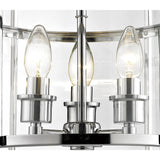 Eaton Polished Chrome 3-Light Semi Ceiling Lantern with Glass Panels