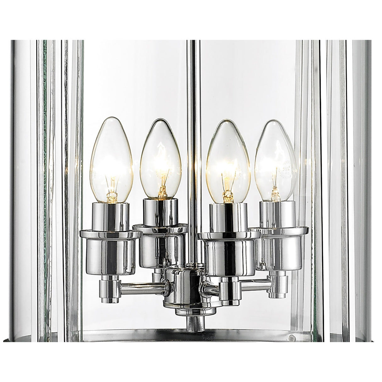 Eaton 4-Light Polished Chrome and Glass Pendant Chandelier