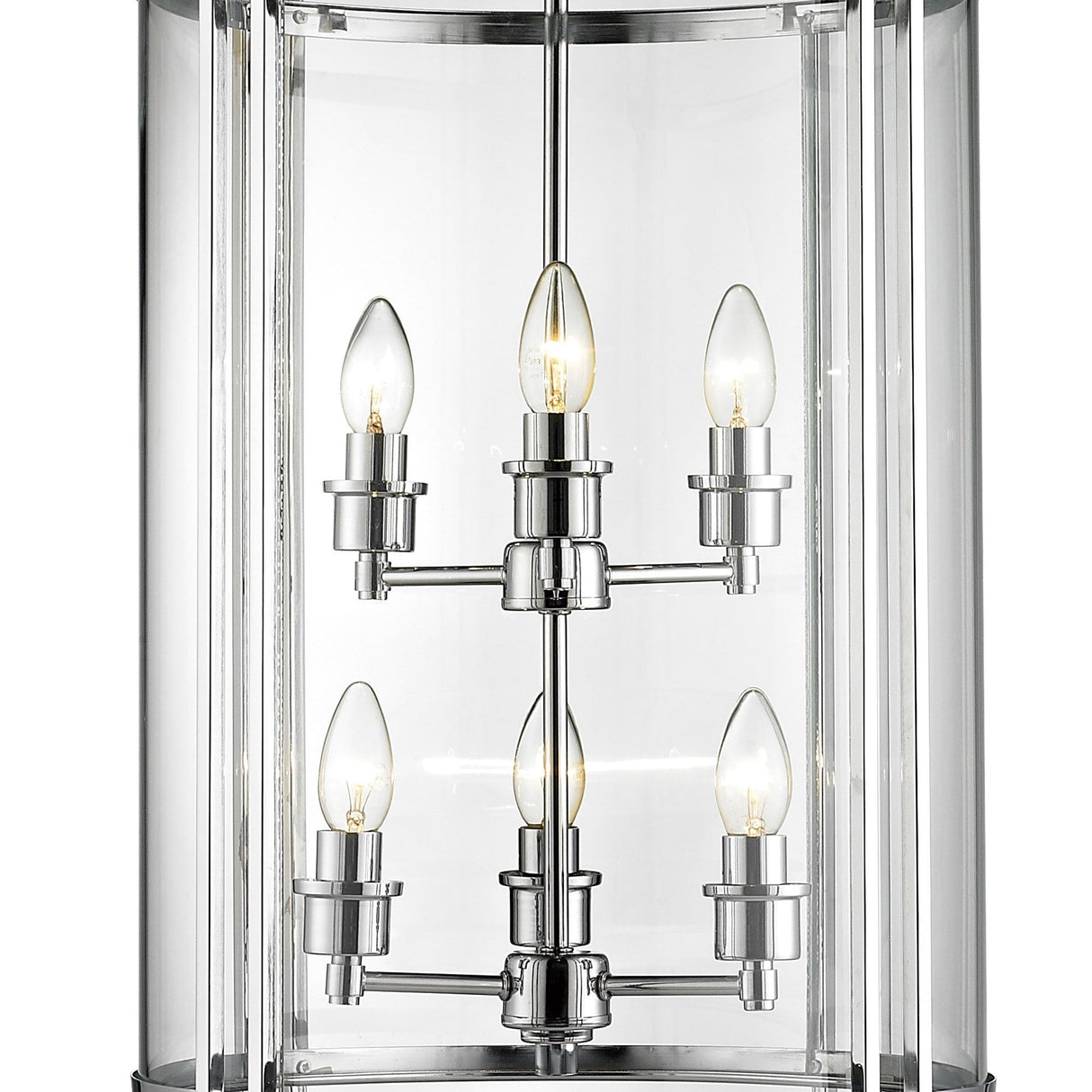 Eaton 6-Light Polished Chrome Glass Pendant Chandelier
