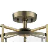 Eaton Semi Flush Mount Ceiling Light in Antique Brass and Glass