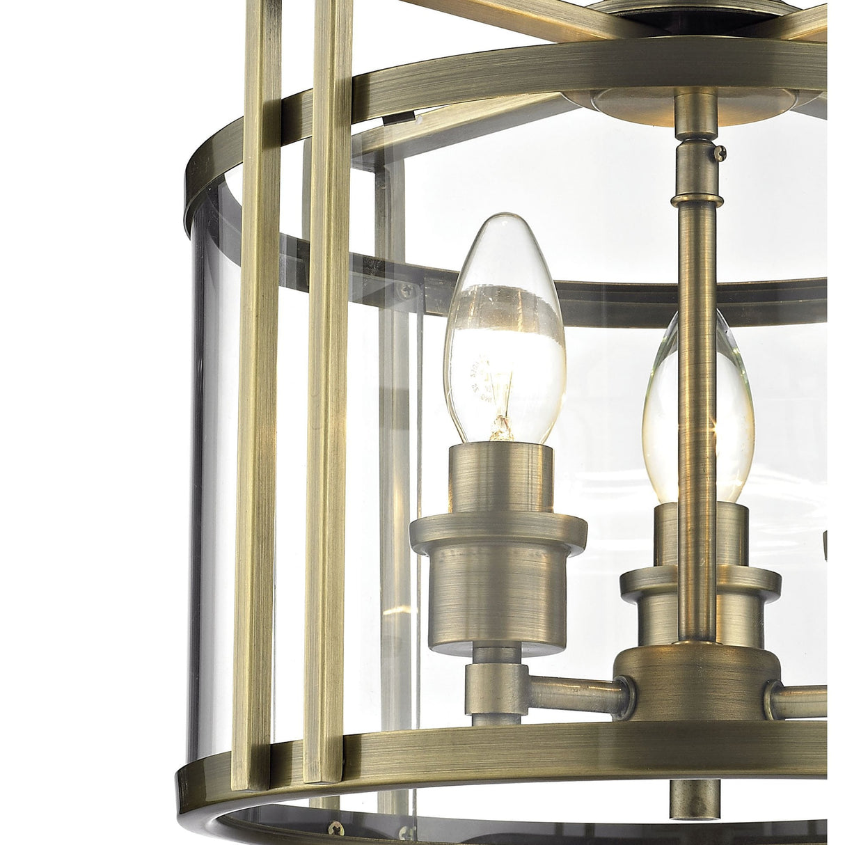 Eaton Semi Flush Mount Ceiling Light in Antique Brass and Glass