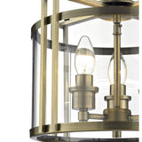 Eaton Semi Flush Mount Ceiling Light in Antique Brass and Glass