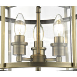 Eaton Semi Flush Mount Ceiling Light in Antique Brass and Glass
