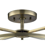 Elegant Eaton Antique Brass and Glass 4-Light Semi Ceiling Fixture