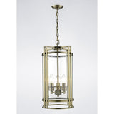 Eaton Antique Brass & Glass Triple-Pendant Light Fixture