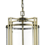 Eaton Antique Brass & Glass Triple-Pendant Light Fixture