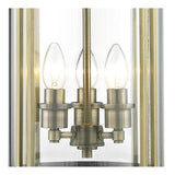 Eaton Antique Brass & Glass Triple-Pendant Light Fixture