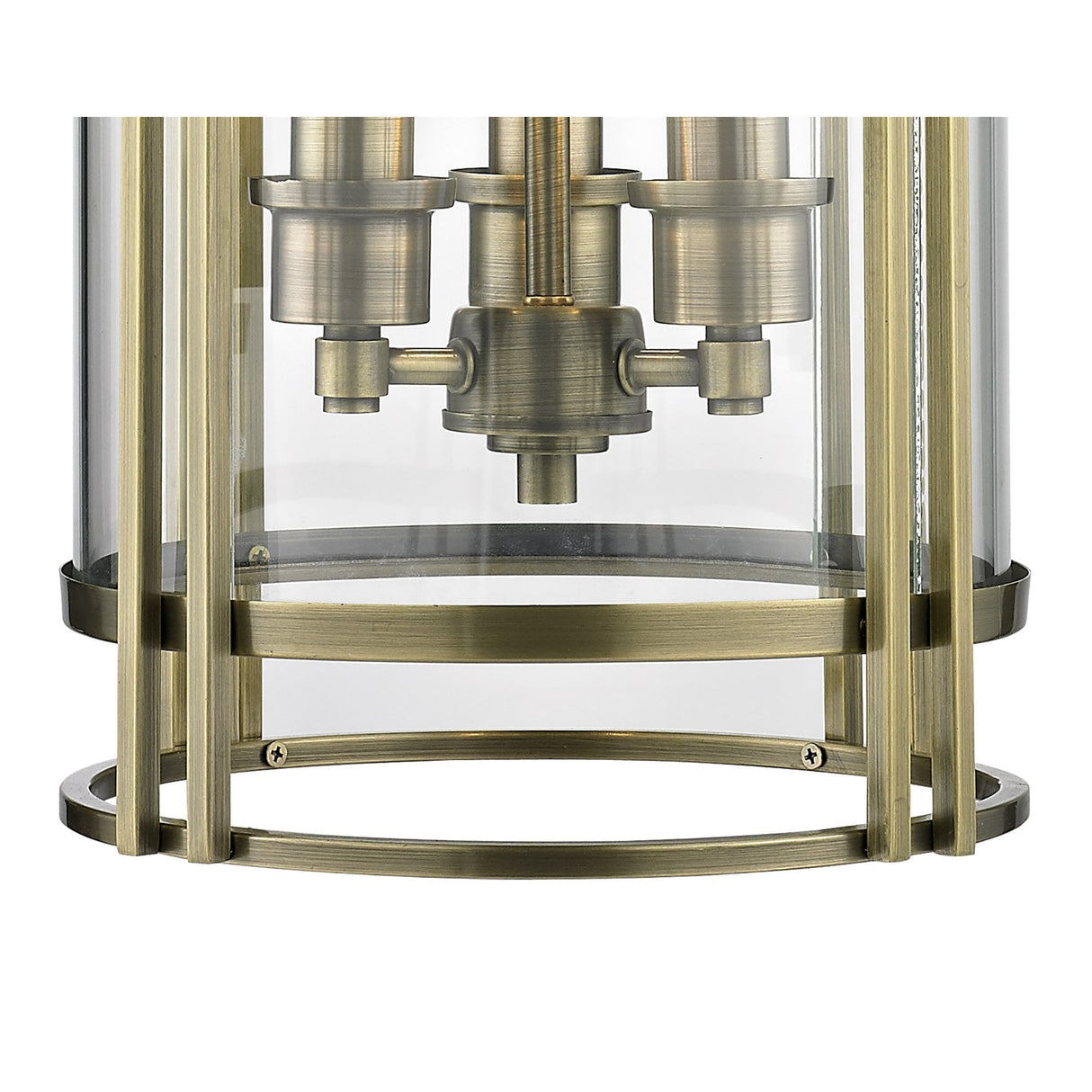 Eaton Antique Brass & Glass Triple-Pendant Light Fixture