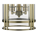 Eaton Antique Brass & Glass Triple-Pendant Light Fixture