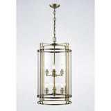 Eaton 6-Light Antique Brass and Glass Pendant Chandelier