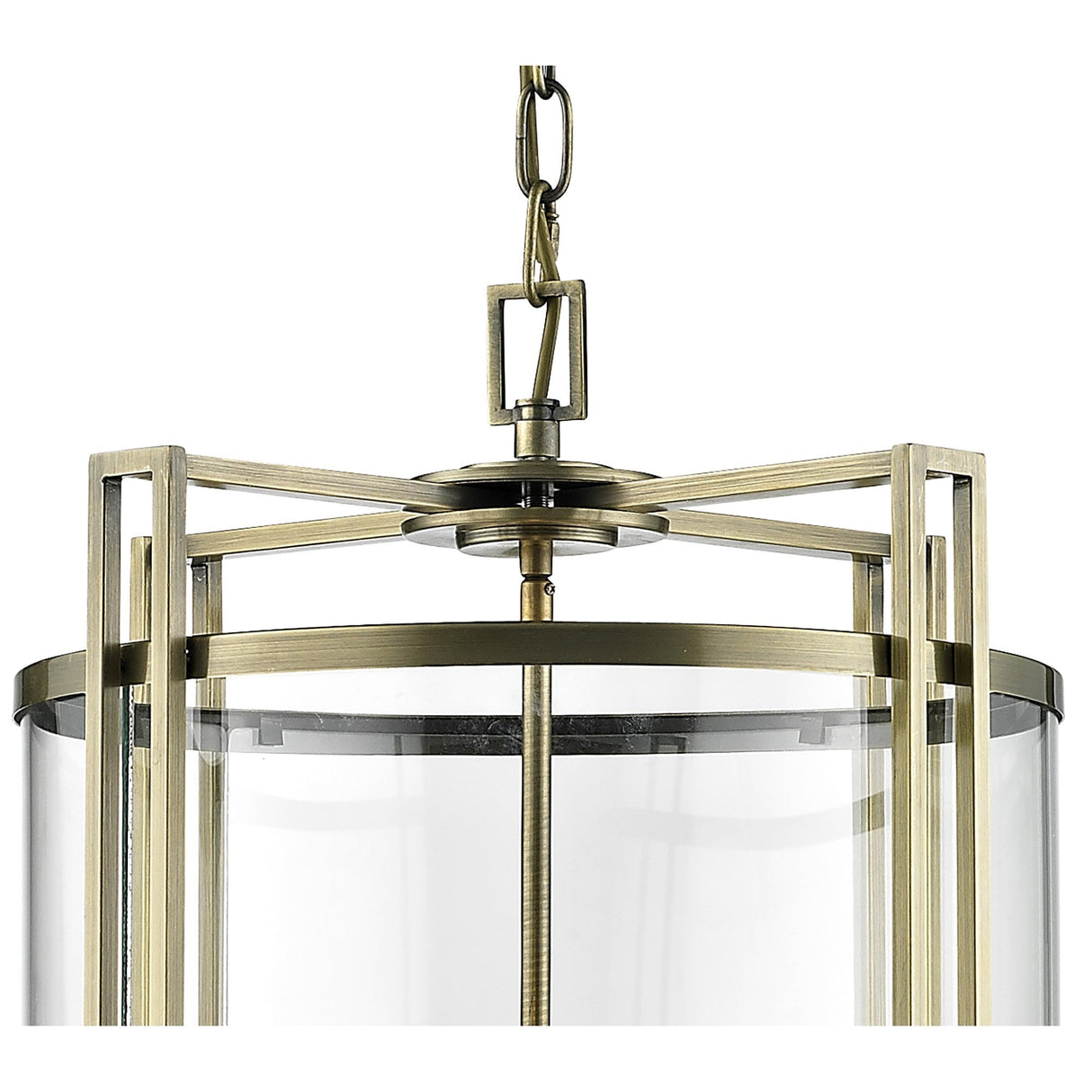 Eaton 6-Light Antique Brass and Glass Pendant Chandelier