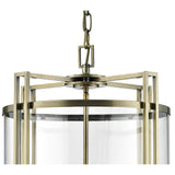Eaton 6-Light Antique Brass and Glass Pendant Chandelier