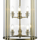 Eaton 6-Light Antique Brass and Glass Pendant Chandelier