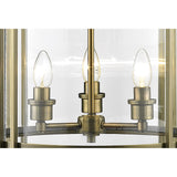 Eaton 6-Light Antique Brass and Glass Pendant Chandelier