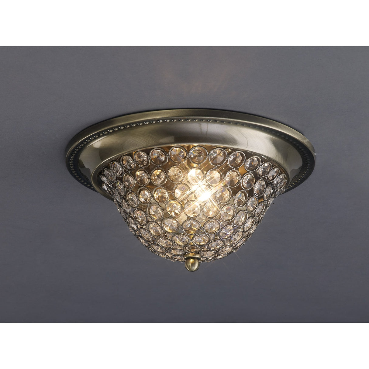 Paloma Antique Brass & Crystal 2-Light Ceiling Fixture