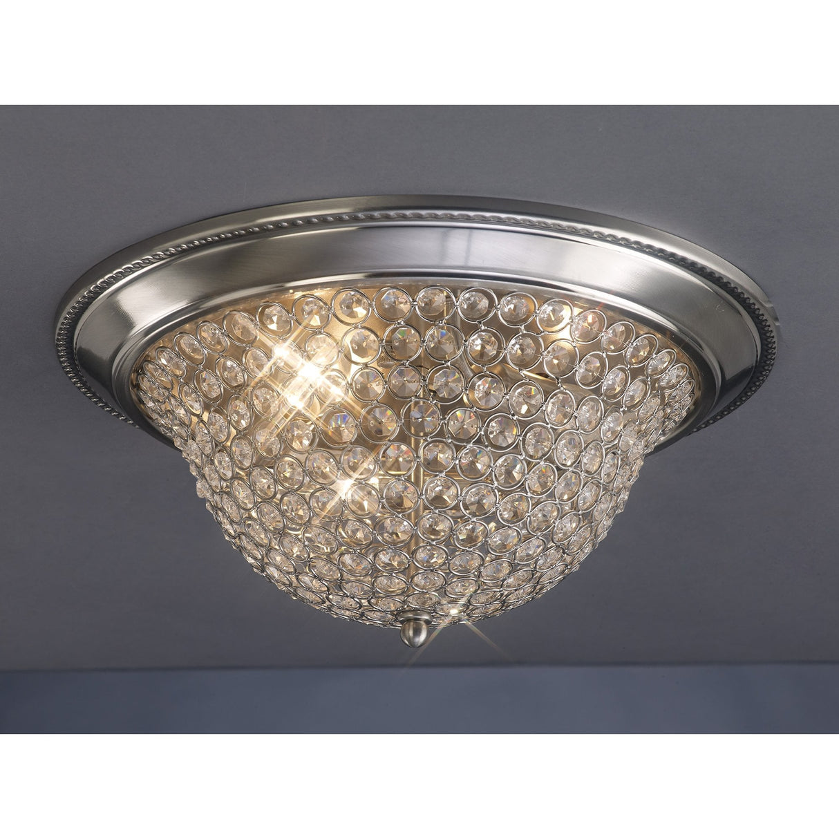 Paloma Large 3-Light Satin Nickel & Crystal Ceiling Fixture