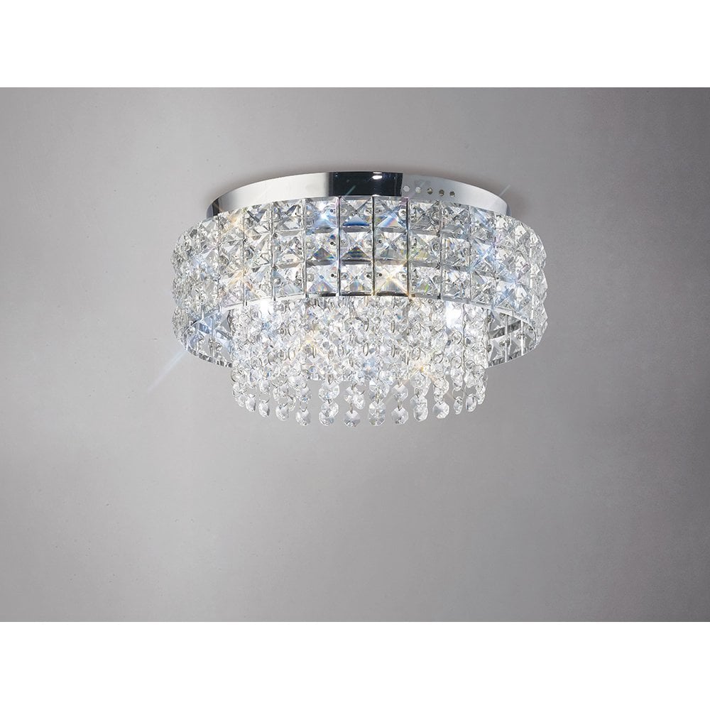 Glamourous Crystal Cascade Chrome Ceiling Light Fixture