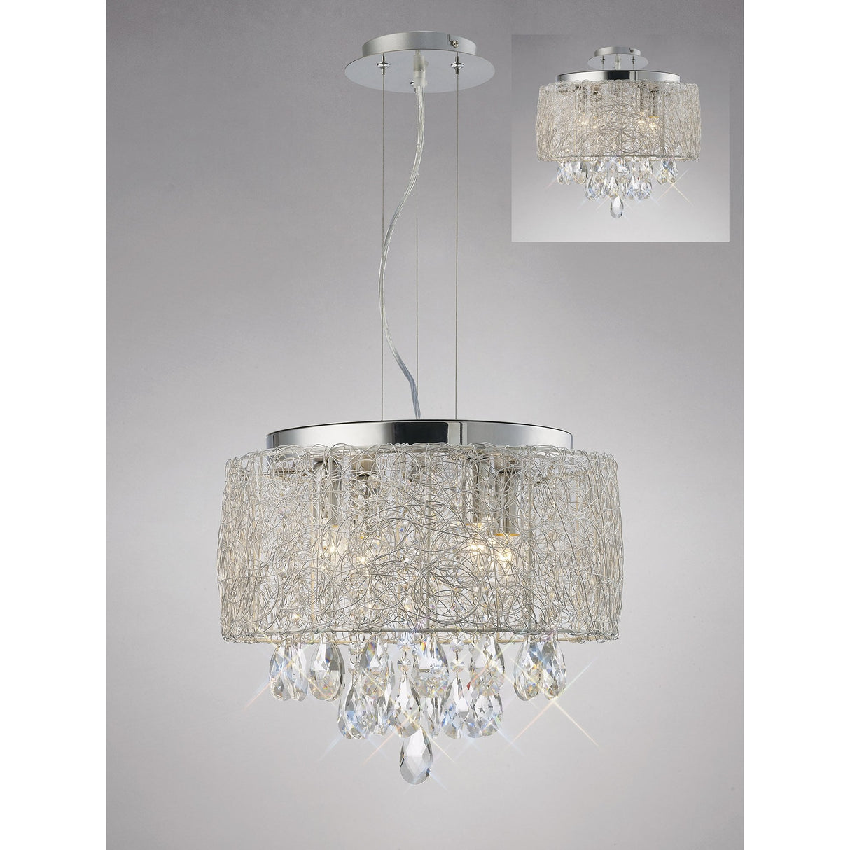 Adeline 4-Light Crystal Pendant in Polished Chrome