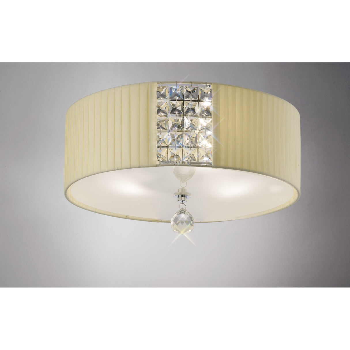 Evelyn Round Ceiling Light with Cream Shade and Polished Chrome Accents