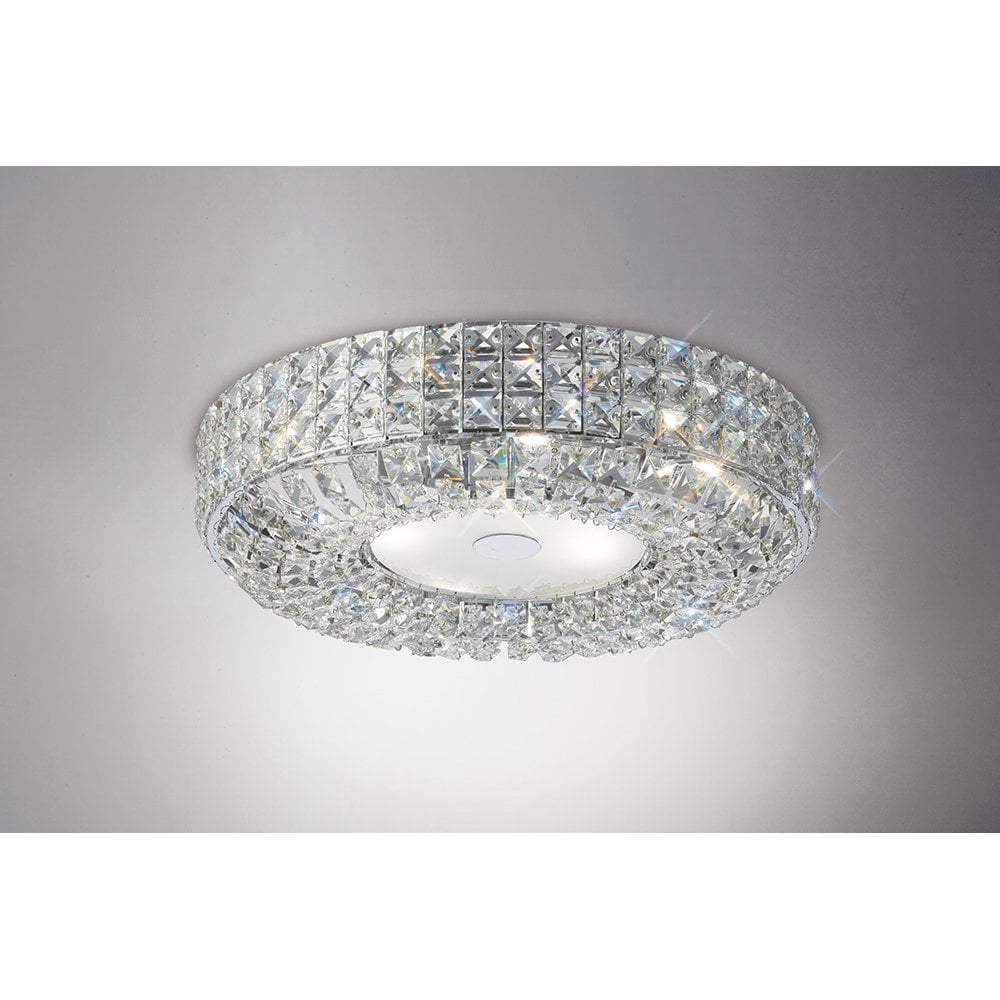 Enya Polished Chrome & Crystal 6-Light Flush Ceiling Fixture