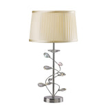 Polished Chrome Crystal Table Lamp with Cream Shade - Willow Design