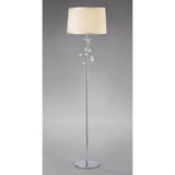 Polished Chrome Willow Floor Lamp with Cream Shade and Crystal Accents