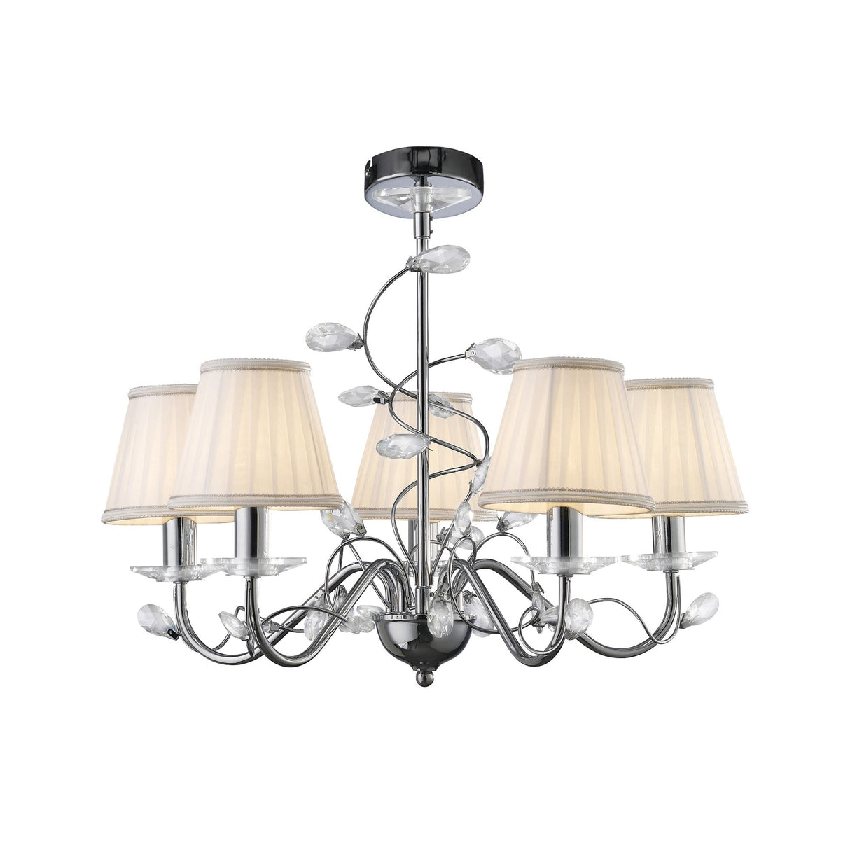 Willow Elegance Pendant Light with Polished Chrome and Crystal Accents
