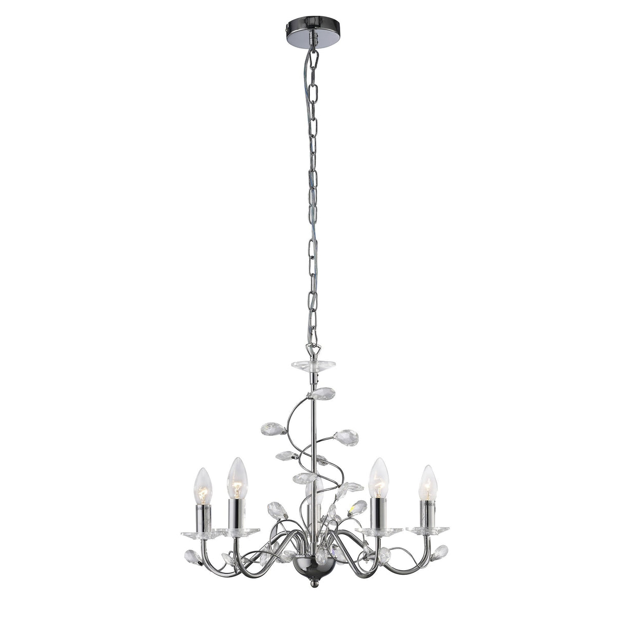 Willow Elegance Pendant Light with Polished Chrome and Crystal Accents