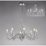 Willow Branch Chandelier 8-Light in Polished Chrome with Clear Crystal Drops