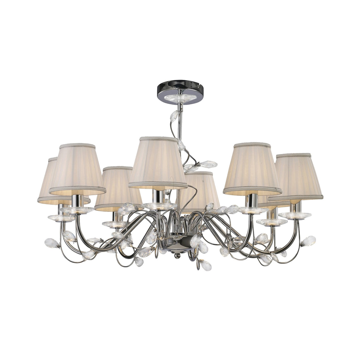 Willow Branch Chandelier 8-Light in Polished Chrome with Clear Crystal Drops