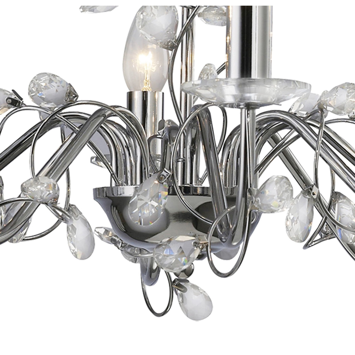 Willow Branch Chandelier 8-Light in Polished Chrome with Clear Crystal Drops