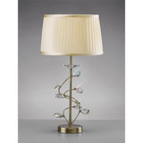 Willow Table Lamp with Cream Shade and Antique Brass Crystal Design