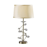 Willow Table Lamp with Cream Shade and Antique Brass Crystal Design